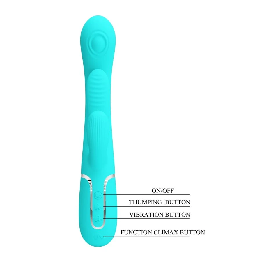 PRETTY LOVE - SHANIA TRIPLE RABBIT VIBRATORE MULTIFUNZIONE 3 IN 1 BLU